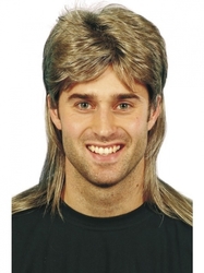 Paruka 80s Mullet Jason hnědá a blond