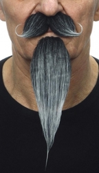 Zakroucený knír a dlouhá bradka černošedý