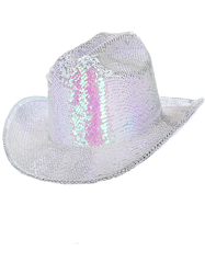 Kovbojský klobouk s flitry bílá